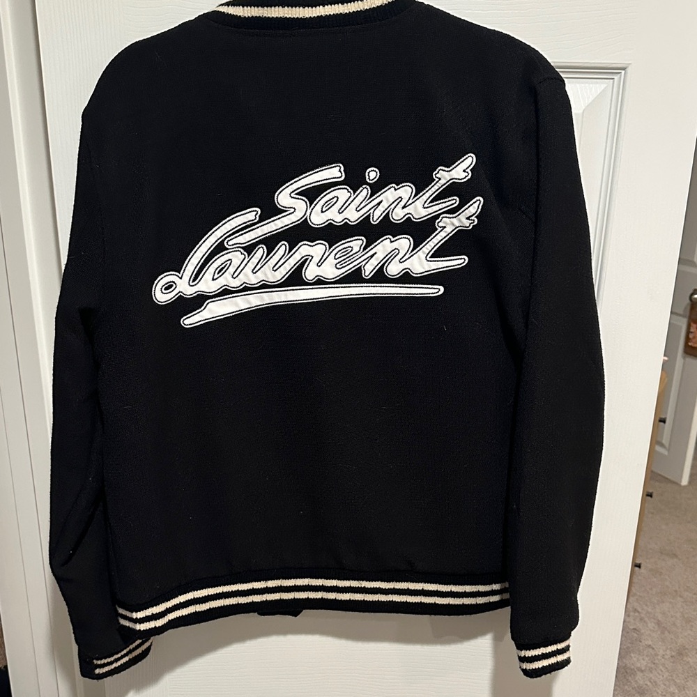 Saint Laurent Black and White Logo Jacket